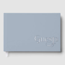 Elegant Modern Dusty Blue Wedding Foil Guest Book