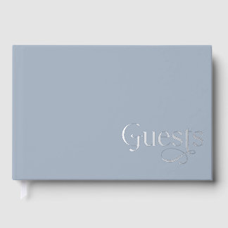 Elegant Modern Dusty Blue Wedding Foil Guest Book