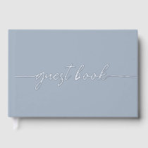 Elegant Modern Dusty Blue Wedding Foil Guest Book