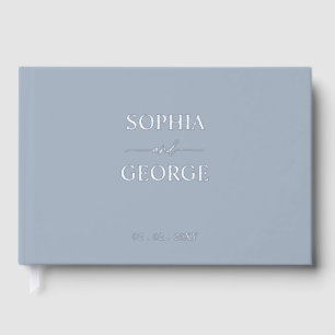 Elegant Modern Dusty Blue Wedding Foil Guest Book
