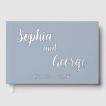 Elegant Modern Dusty Blue Wedding Foil Guest Book