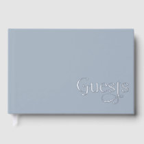 Elegant Modern Dusty Blue Wedding Guest Book