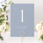 Elegant Modern Dusty Blue Wedding Table Number<br><div class="desc">Help your guests find their table with this elegant modern table number. Double sided cards in case you like to use it in clear frames or table holders that can be seen from front and back. Dusty blue background color with text in white. NOTE: please add and individual order for...</div>