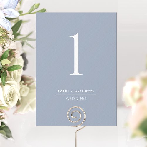 Elegant Modern Dusty Blue Wedding Table Number