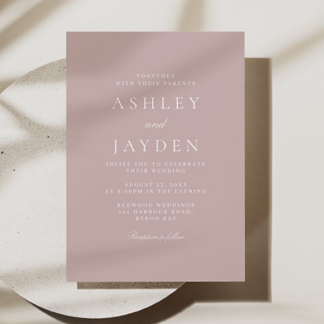 Elegant Modern Dusty Pink Minimal Wedding Invitation (Creator Uploaded)