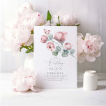 Elegant Modern Dusty Pink Rose Floral Wedding Invitation<br><div class="desc">Dusty rose flowers and soft sage green eucalyptus leaves wedding invitations</div>