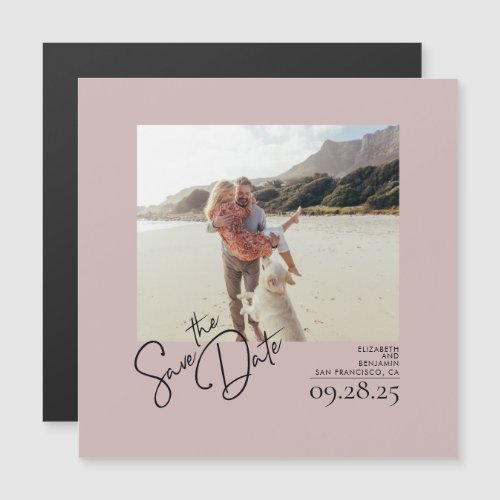 Elegant Modern Dusty Pink Save the Date Photo Magnetic Invitation
