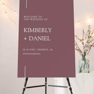 Elegant Modern Dusty Purple Welcome Wedding Sign