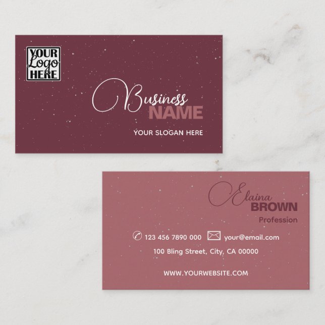 Elegant Modern Dusty Red Classic Simple with Logo Business Card (Front/Back)