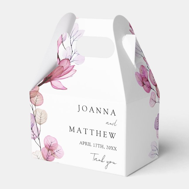 Elegant Modern Dusty Rose Floral Wedding Favor Boxes (Back Side)