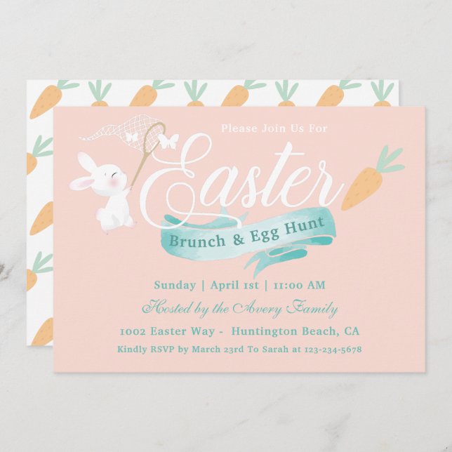 Elegant Modern Easter Brunch Invitation (Front/Back)