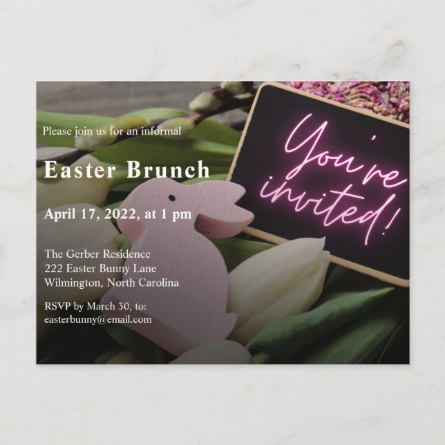 Elegant Modern Easter Brunch Invitation Postcard (Front)