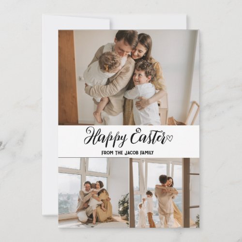 elegant modern Easter family three photo collage Holiday Card