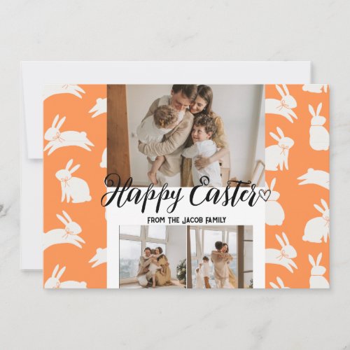 elegant modern Easter family three photo collage  Holiday Card