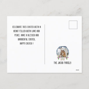elegant modern Easter, family three photo collage Holiday Postcard