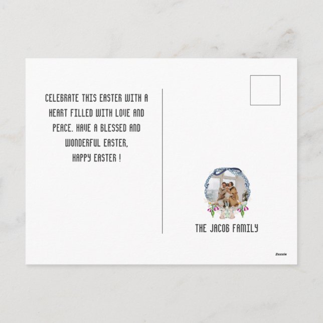 elegant modern Easter, family three photo collage  Holiday Postcard (Back)
