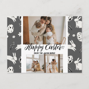 elegant modern Easter, family three photo collage Holiday Postcard