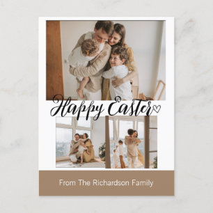 elegant modern Easter, family three photo collage Holiday Postcard