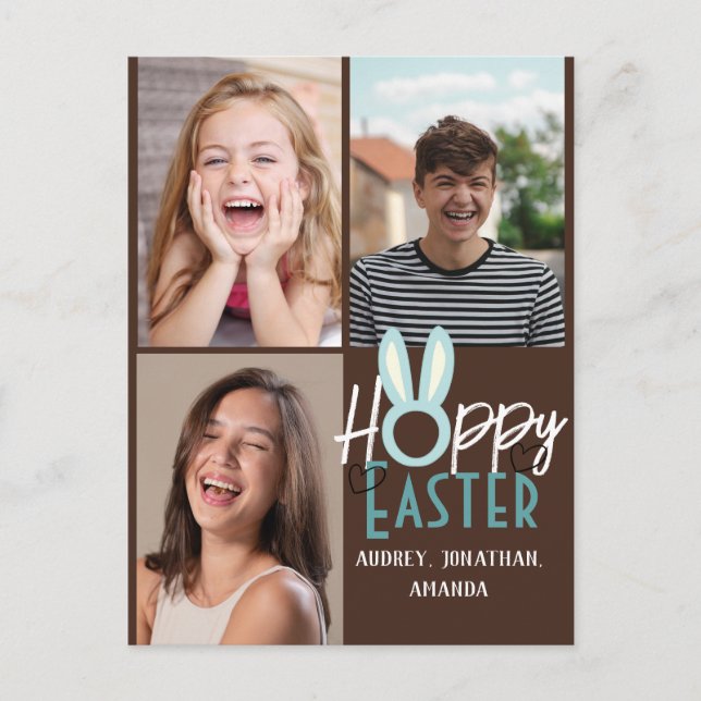 elegant modern Easter, family three photo collage Postcard (Front)