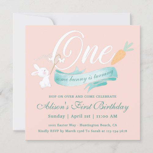 Elegant Modern Easter First Birthday Invitation