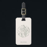 Elegant Modern Ecru Sage Green Flowers Herbs Luggage Tag<br><div class="desc">Chic green floral and herb luggage tag with ecru color background. Includes personalized name and address on the back.</div>
