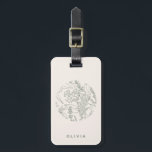 Elegant Modern Ecru Sage Green Flowers Herbs Luggage Tag<br><div class="desc">Chic green floral and herb luggage tag with ecru color background. Includes personalized name and address on the back.</div>