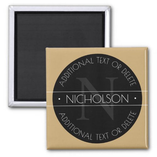 Elegant Modern Editable Monogram Black White Gold Magnet