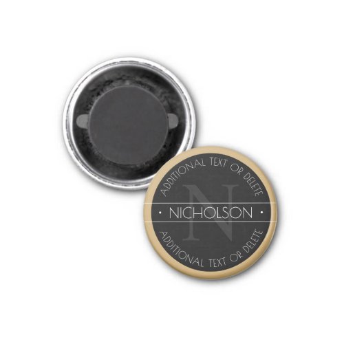 Elegant Modern Editable Monogram Black White Gold Magnet