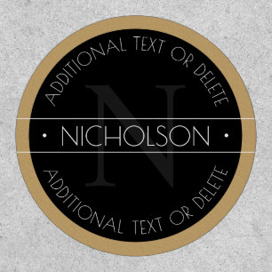 Elegant Modern Editable Monogram Black White Gold Patch