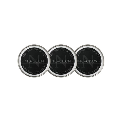 Elegant Modern Editable Monogram Black  White Golf Ball Marker