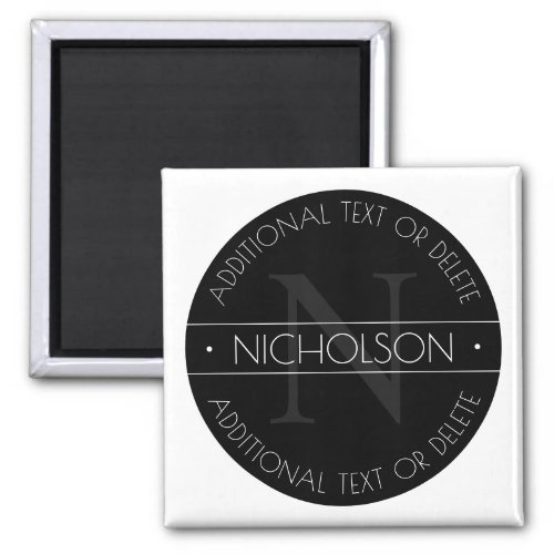 Elegant Modern Editable Monogram Black  White Magnet