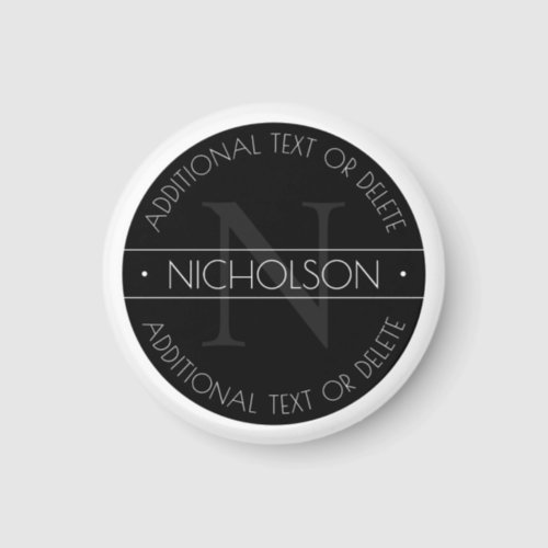 Elegant Modern Editable Monogram Black  White Magnet