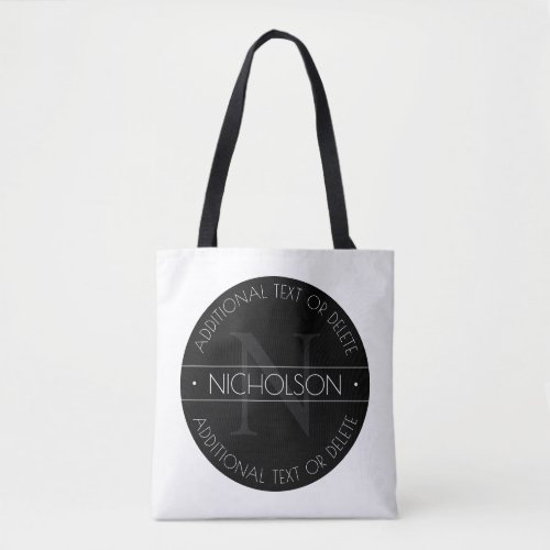 Elegant Modern Editable Monogram Black  White Tote Bag