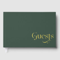 Elegant Modern Emerald and Gold Wedding Guest Book