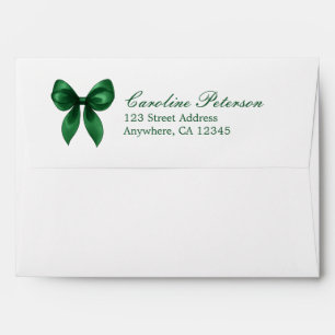 Elegant Modern Emerald Green Bow Return Address Envelope