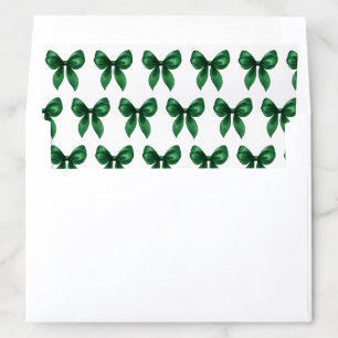 Elegant Modern Emerald Green Coquette Bow Envelope Liner