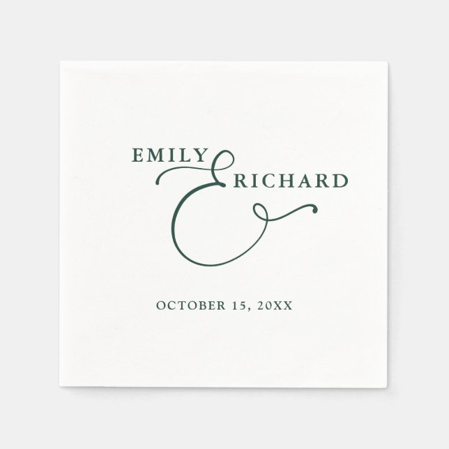 Elegant Modern Emerald Green Wedding Napkins (Front)