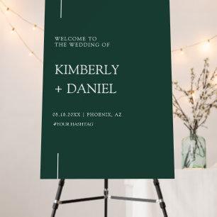 Elegant Modern Emerald Green Welcome Wedding Sign
