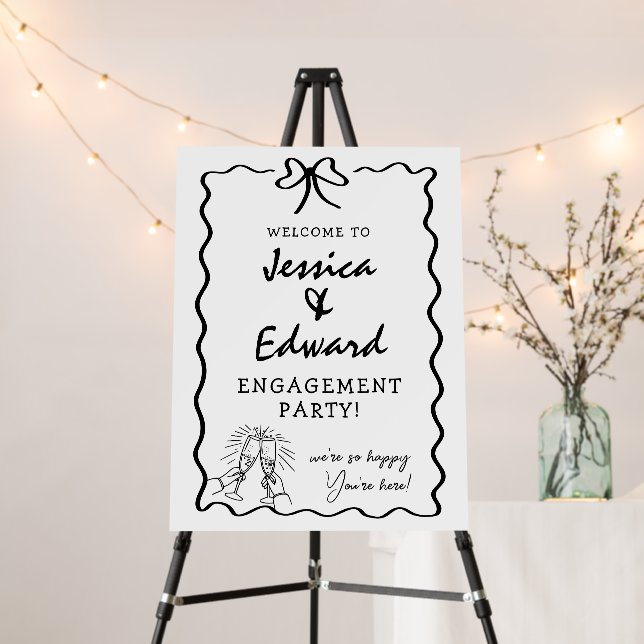 Elegant Modern Engagement Ceremony Welcome Bow Foa Foam Board (In Situ (Stand))