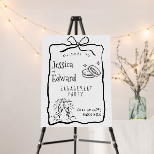 Elegant Modern Engagement Ceremony Welcome Bow Foam Board