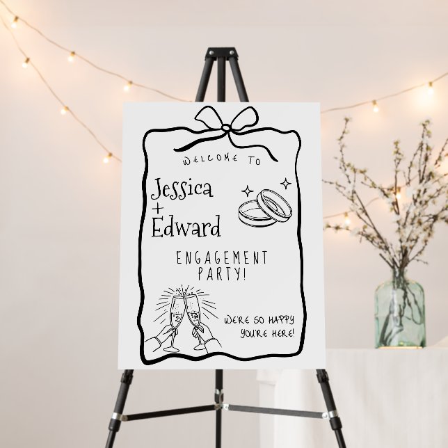 Elegant Modern Engagement Ceremony Welcome Bow Foam Board (In Situ (Stand))