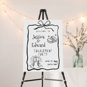 Elegant Modern Engagement Ceremony Welcome Bow Foam Board