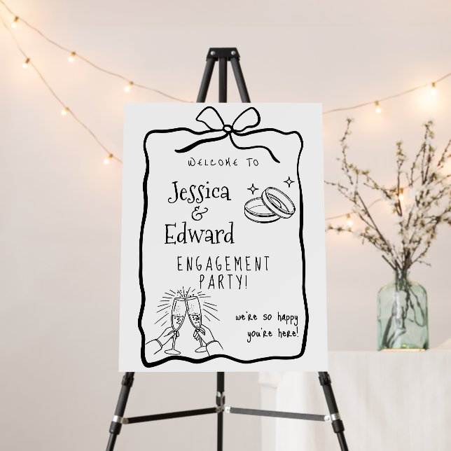 Elegant Modern Engagement Ceremony Welcome Bow Foam Board (In Situ (Stand))