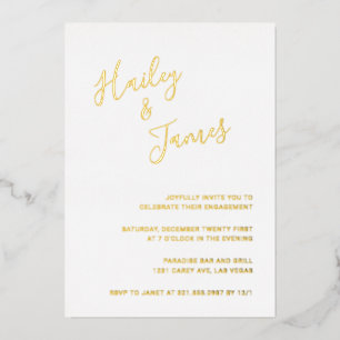 Elegant Modern Engagement Party Foil Invitation