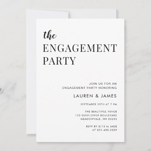 Elegant Modern Engagement Party Invitation | Zazzle