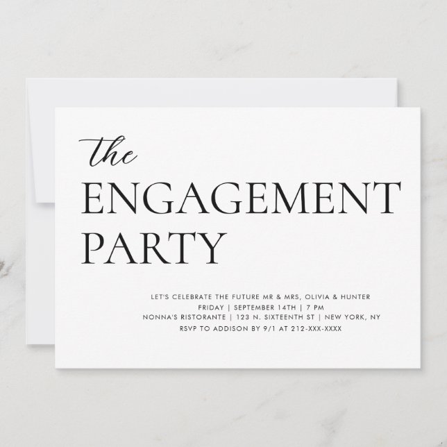 Elegant Modern Engagement Party Invitation (Front)