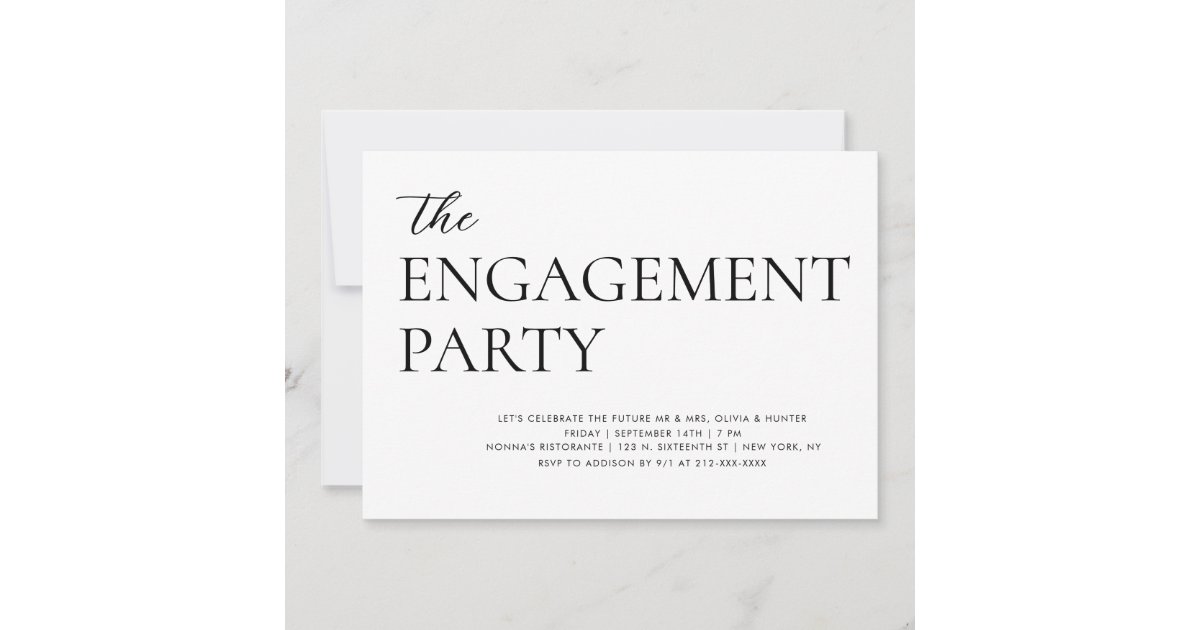 Elegant Modern Engagement Party Invitation Zazzle