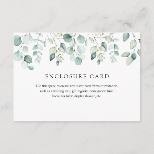 Elegant Modern Eucalyptus Greenery Enclosure Card