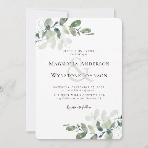 Elegant Modern Eucalyptus Greenery Wedding Invitation