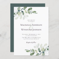 Elegant Modern Eucalyptus Greenery Wedding Invitation